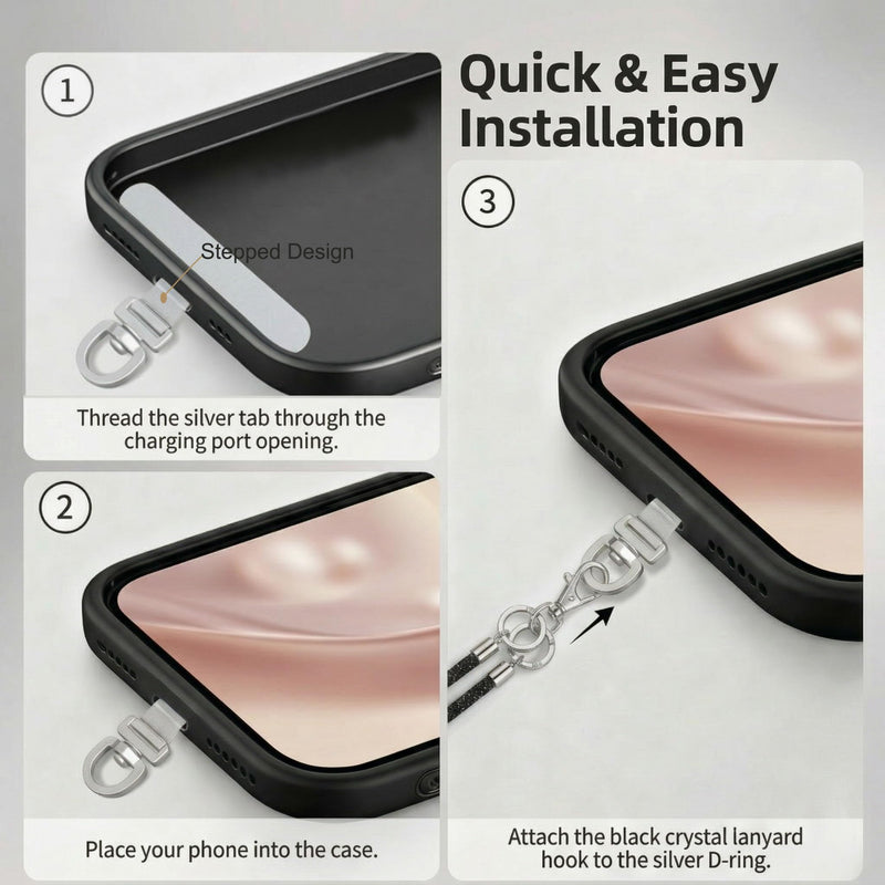 Crystal Phone Lanyard Crossbody and Wrist Strap Set, Rhinestone Women Anti-Lost Crossbody Phones Straps, Cell Phones Lanyards and Phone Charm for All iPhone/iPhone 17 Pro Max, Silver