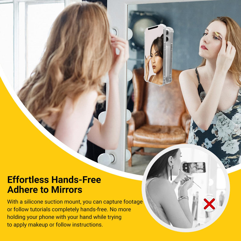8 Pack Double Sided Silicone Suction Cup Phone Case Mount, Non Slip Phone Accessories, Hands-Free Strong Grip Silicon Phone Holder for Selfies and Videos 2.36"x3.66"