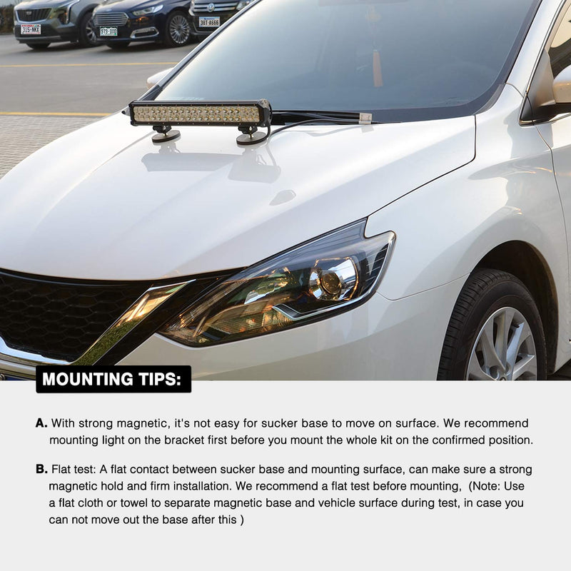 Nilight 2PCS Magnetic Base LED Light Bar Mounting Brackets, Powerful Sucker Holder for Bottom-Mounted Offroad Work Auxiliary Lamps Mounts on Hood A-Pillar