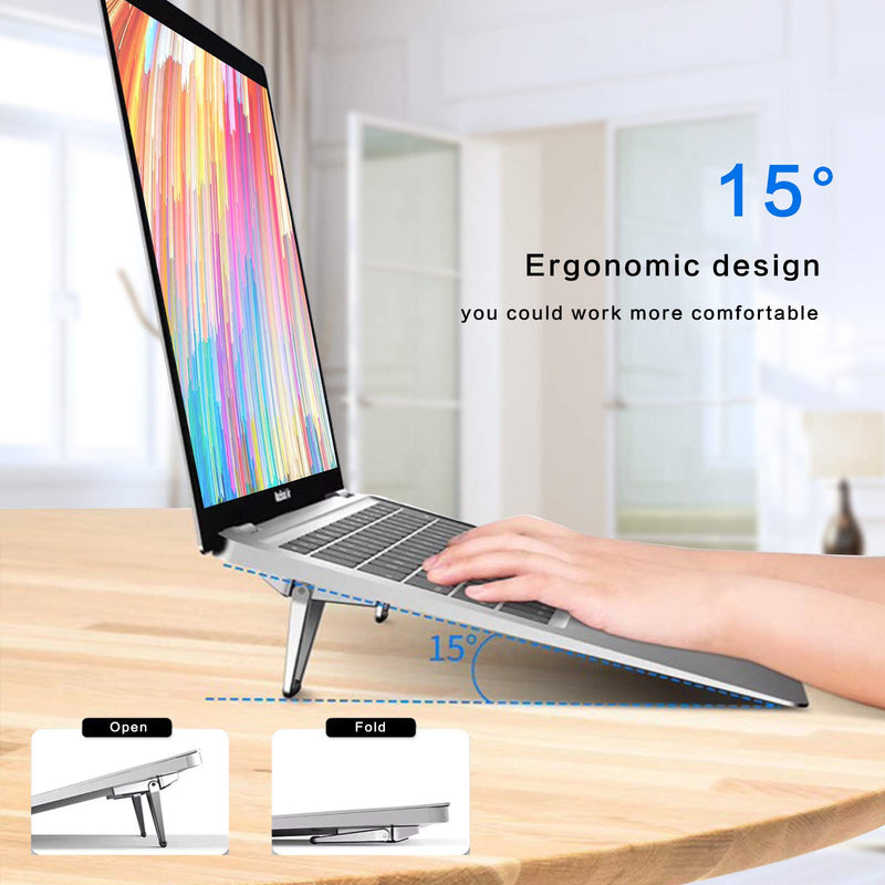 Zinc Alloy Portable Laptop Cooling Pad & Riser - Ergonomic Legs for 12-20 Inch Laptops (Silver, 4pcs) Silver-4