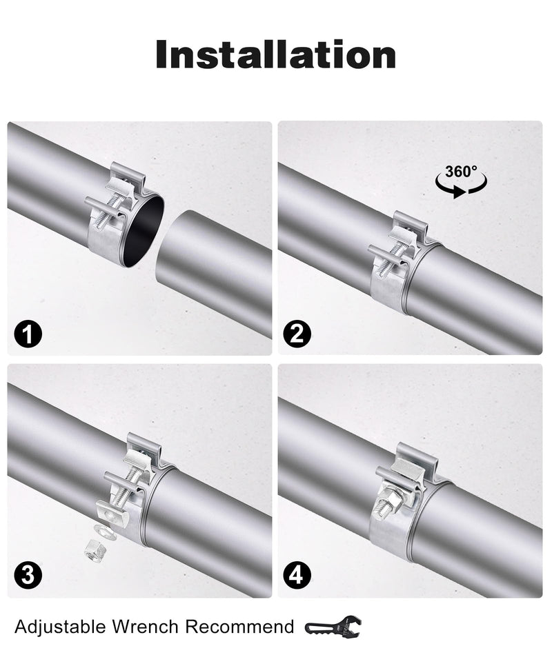 EVIL ENERGY 3.0 Inch Exhaust Clamp,Narrow Band Muffler Clamp Stainless Steel for Pipes,Mufflers,Catalytic Converters 2PCS 2