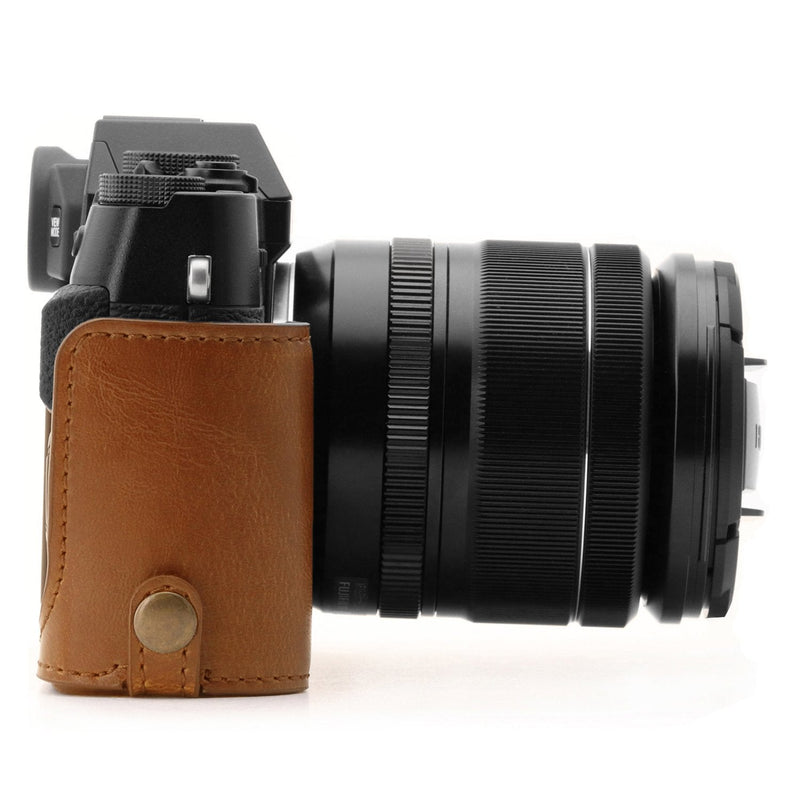 MegaGear Ever Ready Leather Camera Half Case and Strap Compatible with Fujifilm X-T30, X-T20, X-T10 Light Brown