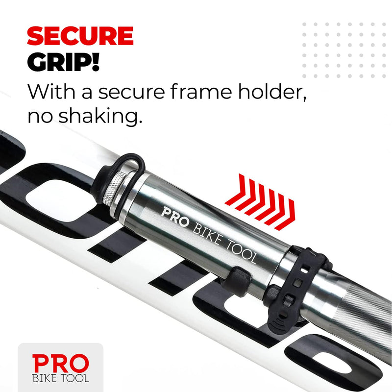 Pro Bike Tool Mini Bike Pump - Compact and Portable Bicycle Tire Pump for Fast Inflation - Compatible with Presta and Schrader Valves - Lightweight and Durable Design - Essential Bicycle Accessories Titanium Mini pump with gauge