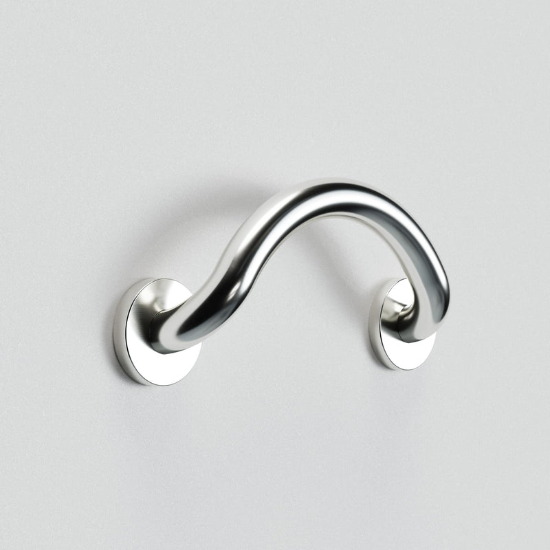 HEALTHCRAFT Plus Crescent Grab Bar 14.3", ADA Bath Safety - Polished Chrome | Curved crescent design, concealed screws, decorative safety bar