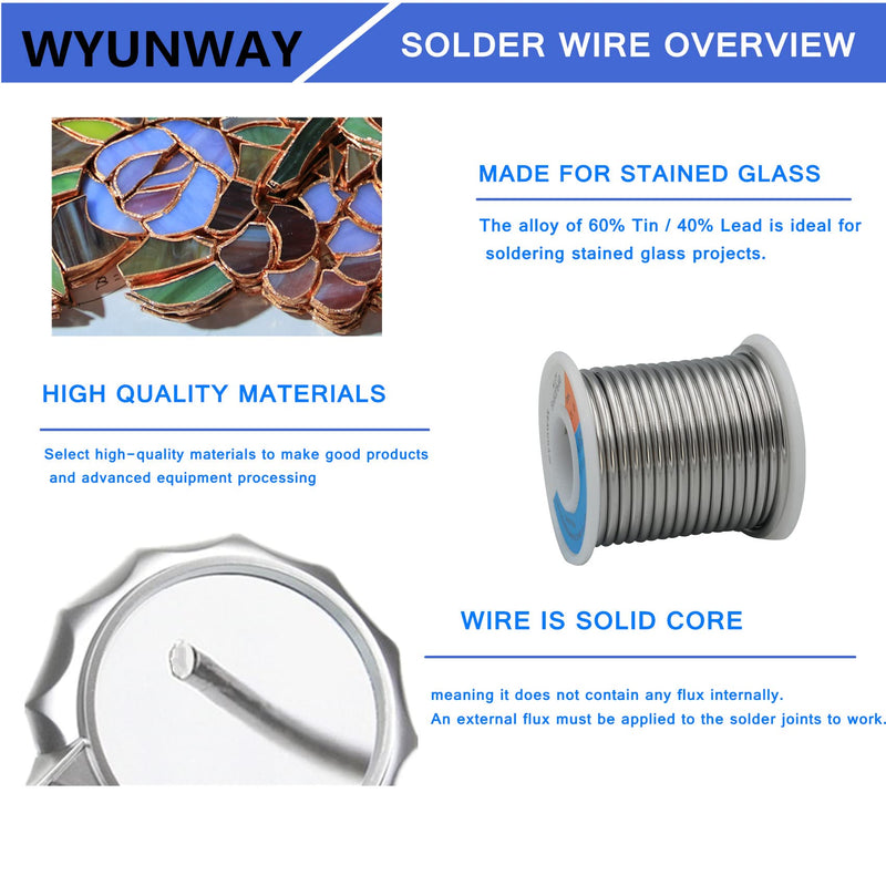 60/40 solder for stained glass solder wire (450g(1LB)，1/8"(3mm) Dia 450g(1LB)