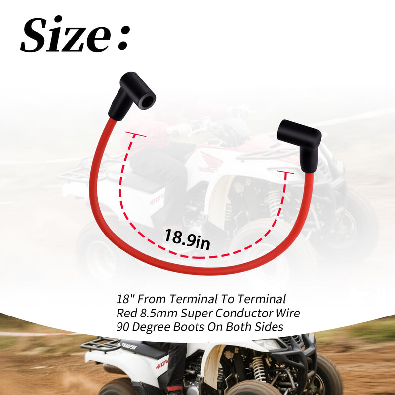 84059 Ignition Coil Wire Connect to an HEI Style Terminal (8.5mm,18",Red,90 Degree Boots) 18" Replacement Coil Wire 8.5mm 90° Red 84059