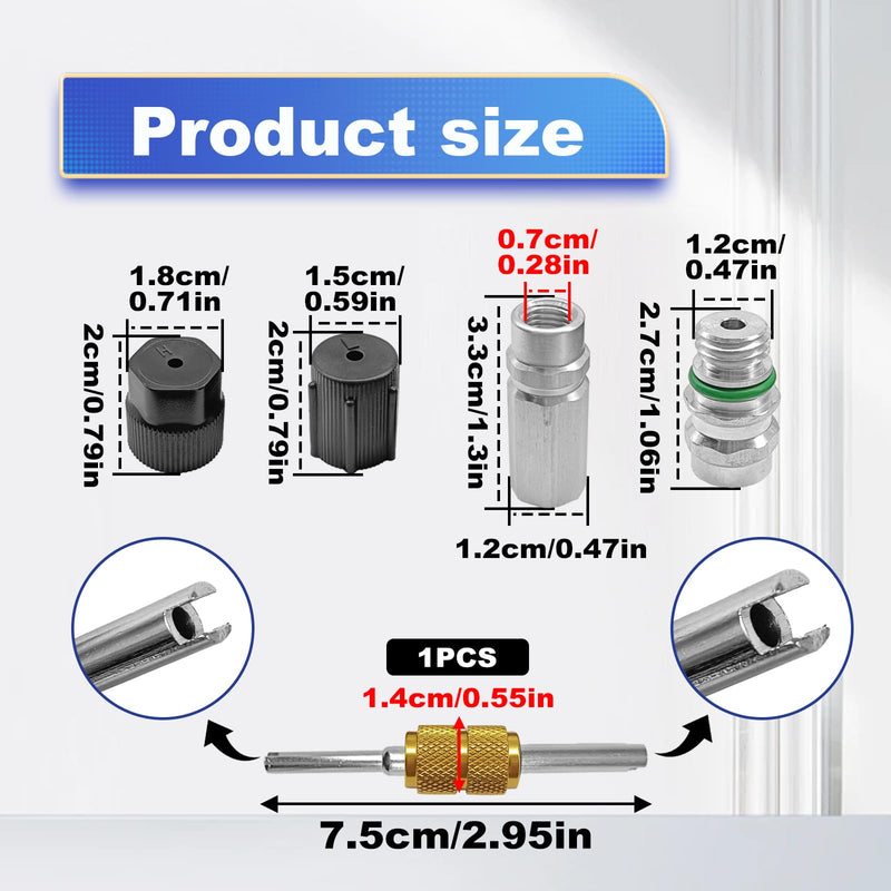 Air Conditioning Valve Core Kit for R12 or R134a | Teflon Seal Refrigeration A/C Air Conditioning Service Valve Car & HVAC AC Charging Port Seal Caps Kit (A/C System Cap & Valve Seal Kits)