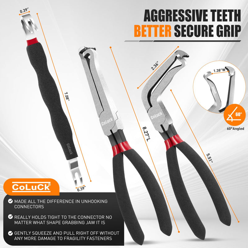 3Pcs Electrical Disconnect Pliers 37960,37980 Electrical Connector Disconnect Pliers, 60 Degree,Electrical Connector Separator 13120,Connector Removal Tool,Automotive Electrical Tools Straight and 60 Degree Black
