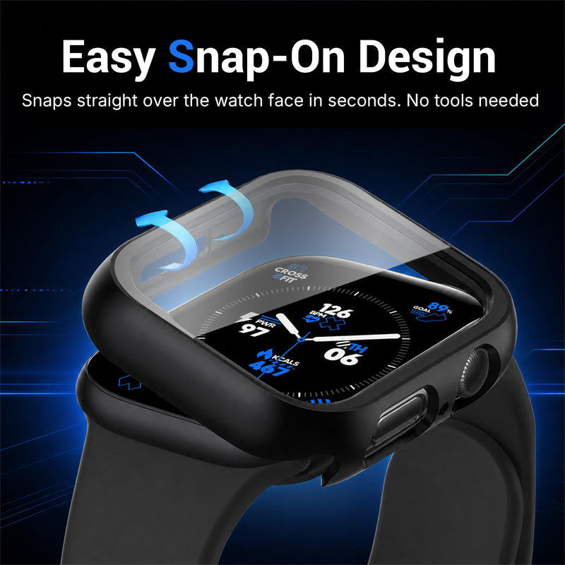 2 Pack Privacy Case for Apple Watch 46mm Series 11 10 | Anti-Spy Touch-Sensitive Tempered Glass Screen Protector, Hard PC Cover, Shatterproof Protective Design, Black 46mm (Series 11 10)