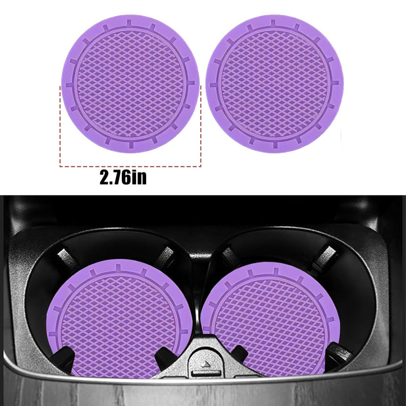Car Accessories Set, 10PCS Vehicle Kit with Steering Wheel Cover Seatbelt Pad Cup Holder Mat Start Button Ring Sticker Flower Air Vent Clip, Universal Automotive Interior Ornament (Purple) Purple