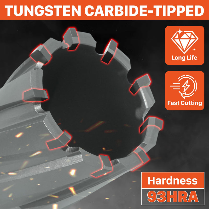 EASEWORK TOOL Carbide-Tipped Annular Cutter, 1-1/16"Cutting Diameter x 2" Depth, Premium TCT Mag Drill Bit with Pilot Pin | Fast Cutting in Stainless Steel & Cast Iron | Cobalt Steel Construction 1-1/16"x2"