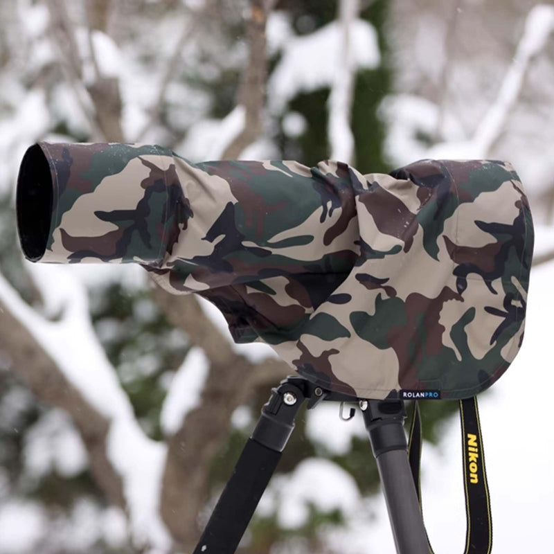 Rolanpro Waterproof Camera Lens Rain Cover Raincoat for Canon RF 200-800mm F6.3-9 is USM Super-telephoto Zoom Lens # Green Camo #Army Green Waterproof M for Canon RF200-800