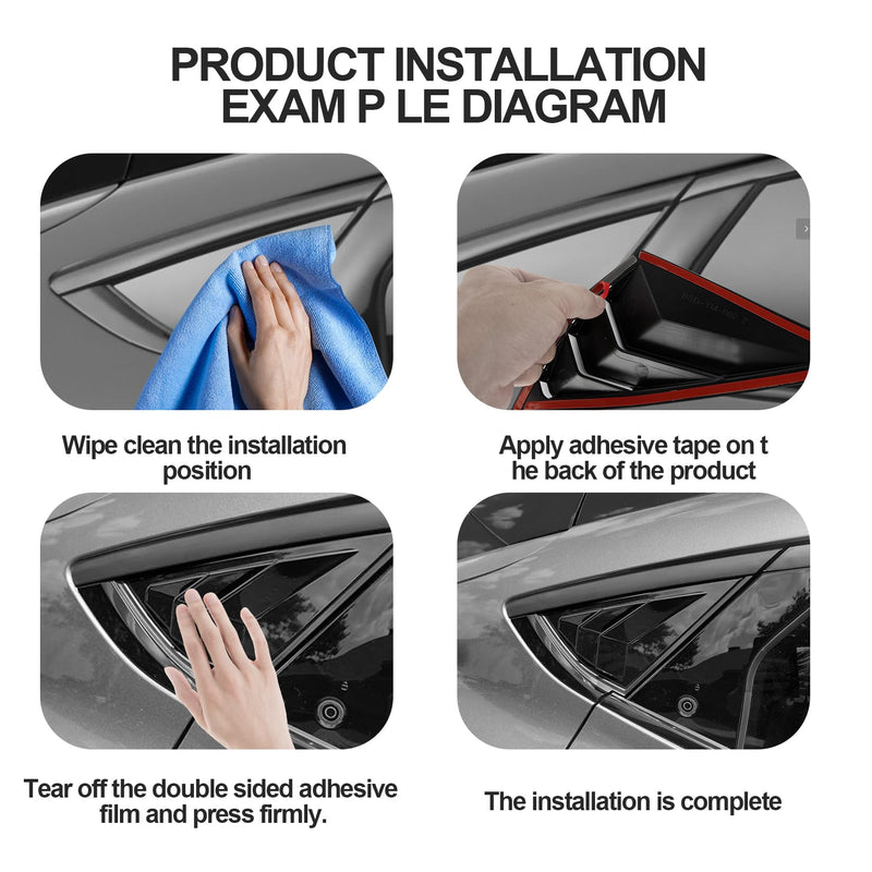 PSLER Side Scoop Louvers Cover for Mach E 2021 2022 2023 2024 2025 Window Visor Cover (Glossy Black) Glossy Black