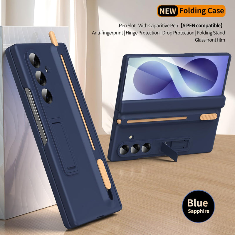 NINKI for Samsung Galaxy Z Fold 8 Ultra Case with S Pen Holder and Stylus, Kickstand Screen Protector Hinge Hard Slim Phone Cover for Samsung Z fold 8 Ultra Case with S Pen Slot and Stand – Royal Blue