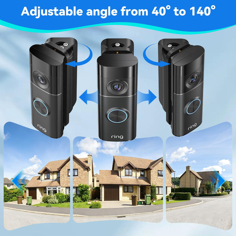 Doorbell Mount for Ring, Adjustable Angle Wall Mount Anti-Theft Doorbell Bracket for Ring Battery & Wired Doorbell/Pro/Plus (2nd Gen New-est Model), Wide View for Home/Apartment - Black for Ring Battery Doorbell 2nd Gen 2026