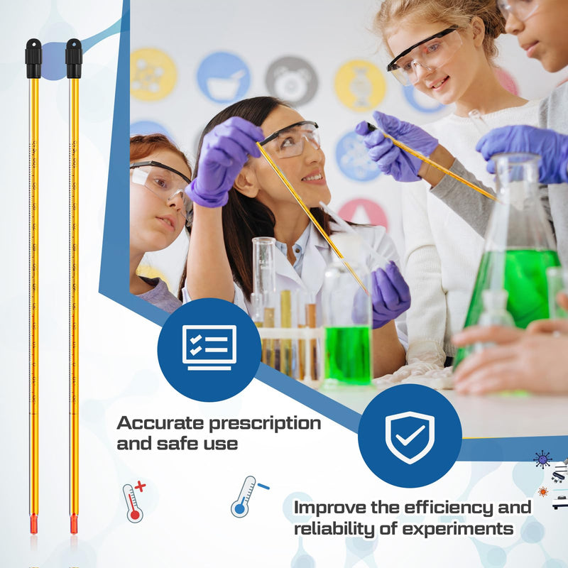8 Pcs General Purpose Lab Thermometer 12 Inch Laboratory Liquid in Glass Thermometer Total Immersion -20 to 110℃/ 0 to 230℉ Dual Scale for Science University Food and Beverage Processing 8