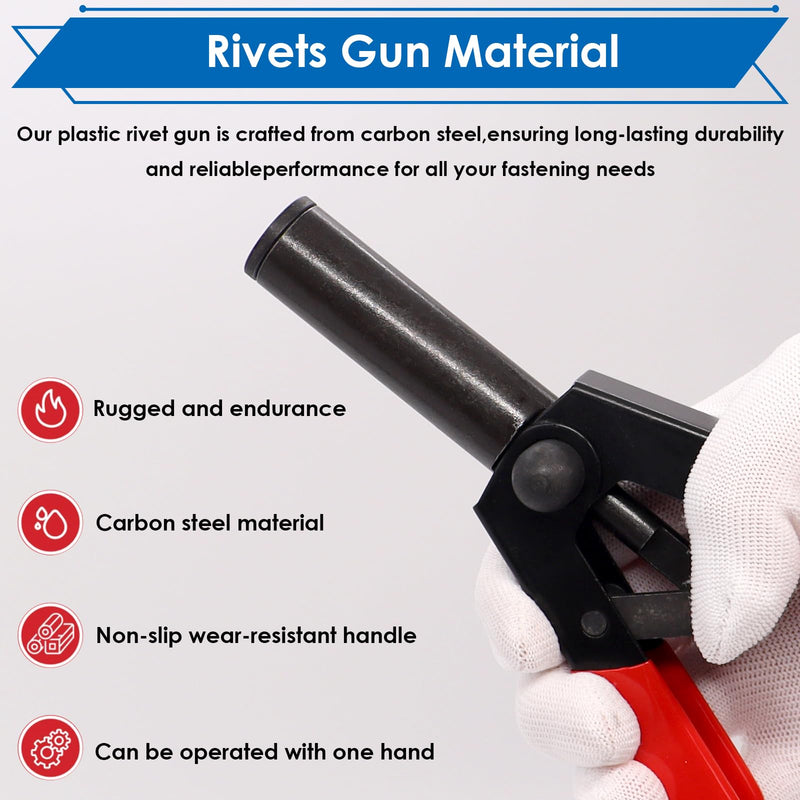 smseace 42Pcs Plastic Rivet Gun Kit, Including 40Pcs 4-Sizes Plastic Pop Rivets,1Pcs Plastic Rivet Removal Tool,1pcs Plastic Rivet Tool for The Home or Automotive interiors