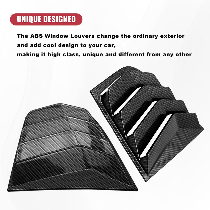 Sporacingrts Carbon Fiber Style Side Window Louvers Scoop Cover Sunshade Cover Compatible with 2018 2019 2020 2021 2022 Kia Stinger