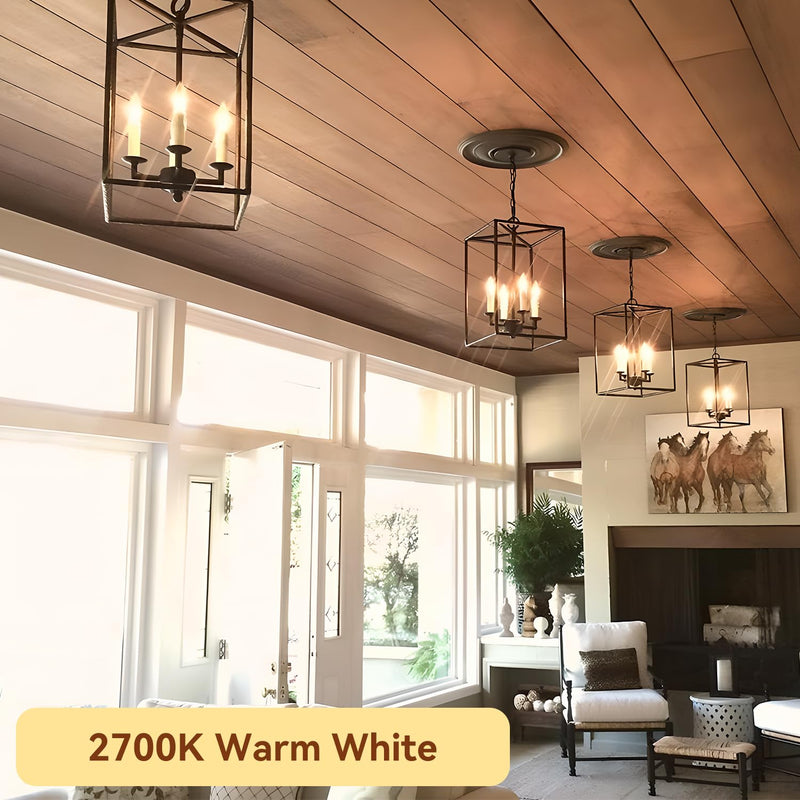 TJOY LED Candelabra Bulbs Dimmable, 60W Equivalent Chandelier Light Bulb, E12 Small Base, 4.5W 2700K Soft Warm White, B11 Vintage Filament Clear Glass Candle Light for Ceiling Fan Chandeliers, 24Pack 2700k Warm White 24 Pack