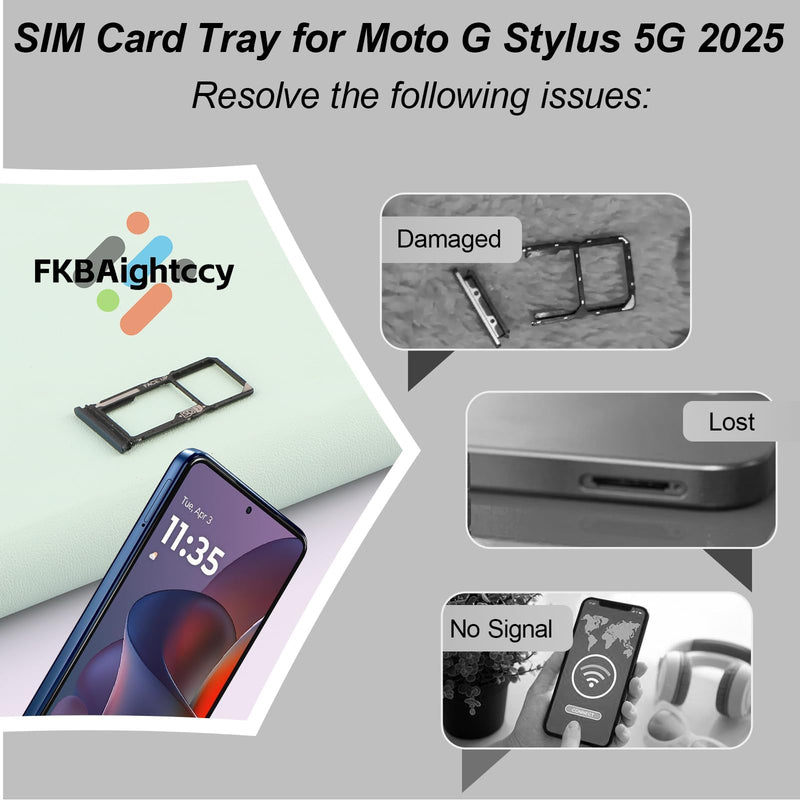 2PCS Sim Card Tray for Motorola Moto G Stylus 5G 2025 XT2517 SD Card Tray for Motorola Moto G Stylus 5G Slot Holder Replacement with Open Eject Pin(Dark Blue)
