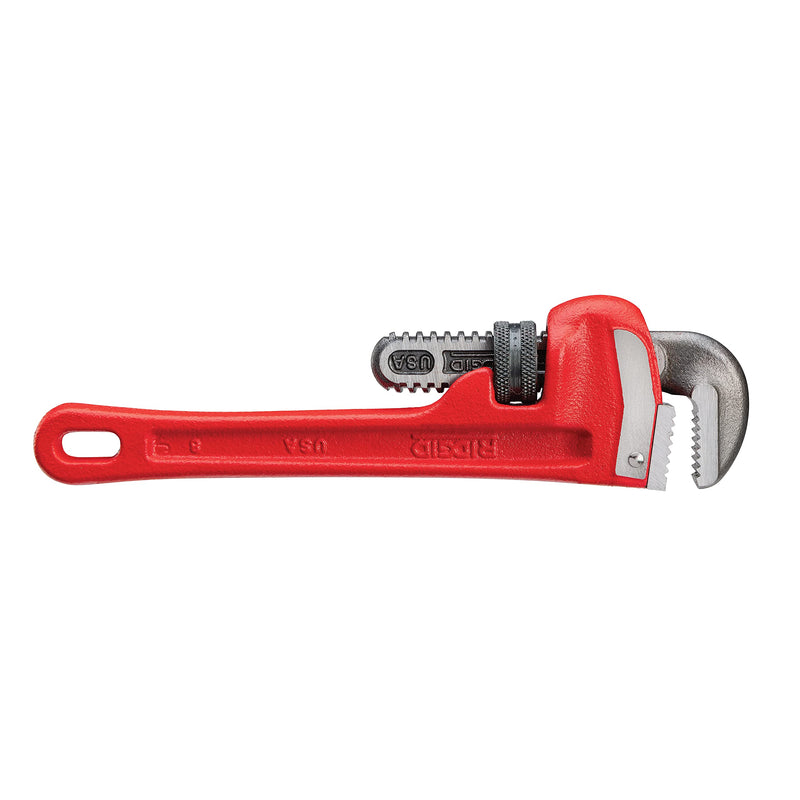 RIDGID 31005 Model 8 Heavy-Duty Straight Pipe Wrench, 8-inch Plumbing Wrench, Small, Red