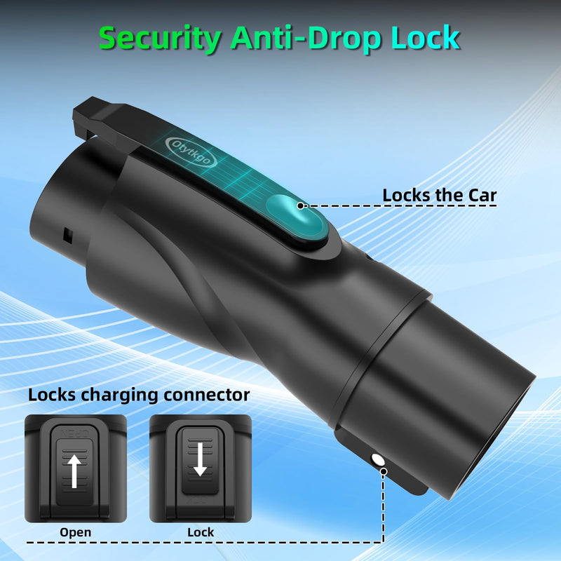 Tesla to J1772 Adapter with Fixed Lock Works, Max 80A 250V Converter Compatible with Nacs Wall Mobile Connector Target Chargers for All J1772 EVs (Black) Black