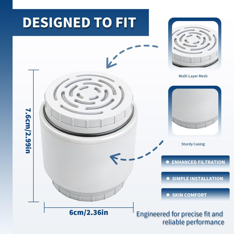 2-Pack White Filter Cartridge Compatible with AquaBliss SF400 | White Cartridge Set Compatible with AquaBliss SF400 and SF500 Shower Filter Systems, 3-Pack Refills for Routine Changes. 2-Pack