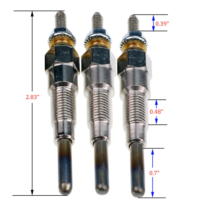 JEENDA 3PCS Glow Plug 16851-65510 16851-65512 Compatible with Kubota D722 D902 D905 D1005 D1105 V1505 V1305 Z482 RTV900 RTV1100 Tractor B1700D B1700E ZD326 ZD331 Mower BX1800D BX1830D