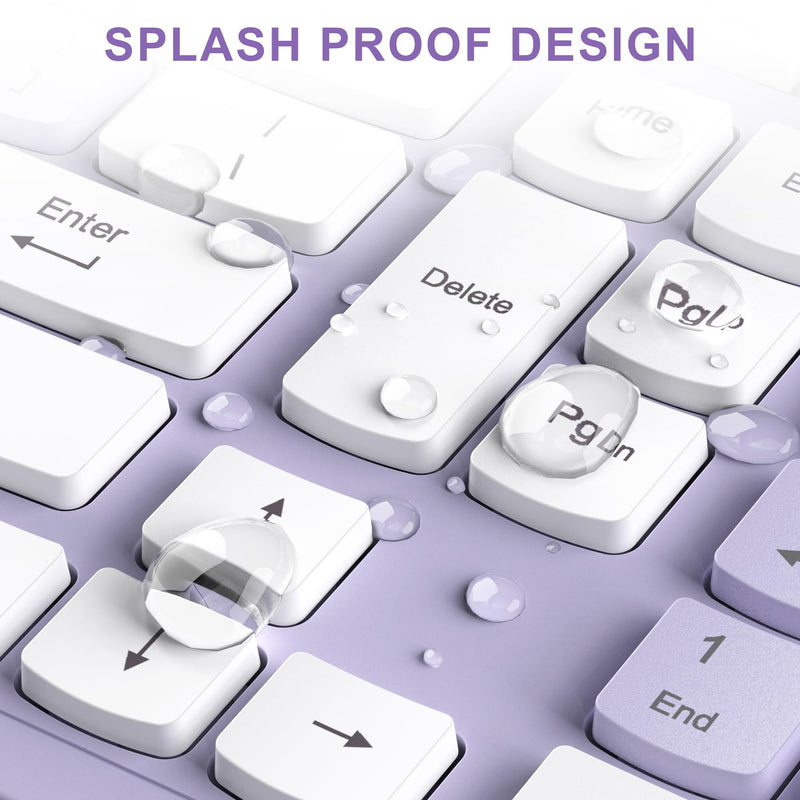 Quiet Wireless Keyboard and Mouse Combo for Office and Home(Purple)