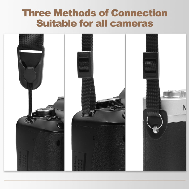 YFWE Adjustable Camera Neck Strap, Soft Neoprene Shoulder Belt with 4 Connection Ways, Anti-Slip Camera Strap for DSLR, Mirrorless & Camcorder, Travel & Outdoor Photography Gear Black