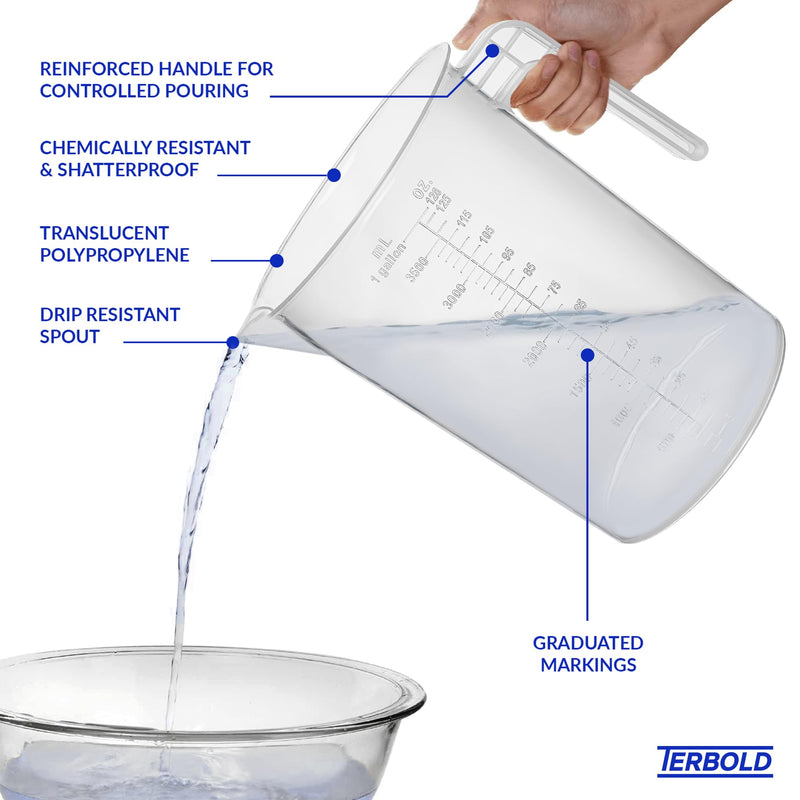 1 Gallon Measuring Pitcher 3-Pack | 3.785 Liter Shatterproof Plastic Large Graduated Mixing Pitchers, 1 Gallon (128 Fl Oz) 1 Gallon (Pack of 3)