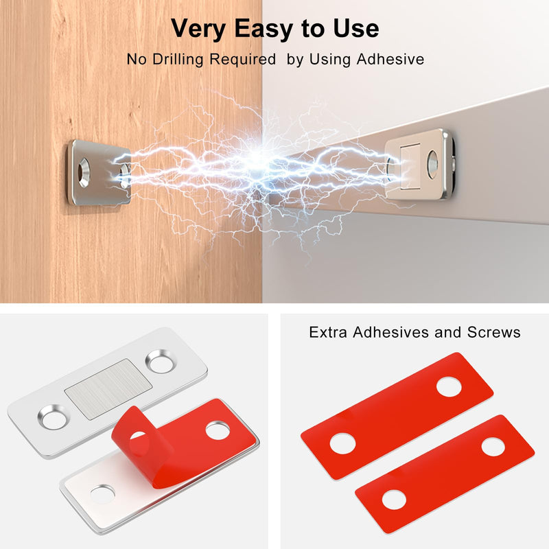 Cabinet Sliding Door Magnets Jiayi 18 Pack Ultra Thin Magnetic Door Catch Stainless Steel Drawer Magnet Catch for Kitchen Door Closure Cabinet Closer Cupboard Closet Door Magnetic Latches Hardware Silver