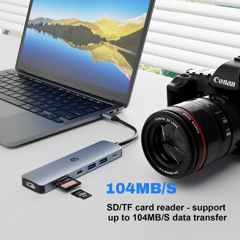Tiergrade USB C Hub Multiport Adapter, 7-in-1 USB C Docking Station with HDMI, 100W PD Charging Port, 2 USB 3.0, USB C 3.0, SD/Micro SD Card Reader