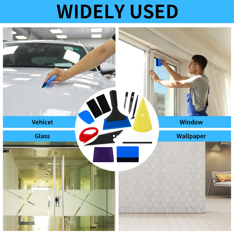 12 Pcs Car Window Film Tint Tool Kit Vinyl Wrap Tool Kit Automotive Tint Squeegee Tool Kit Glass Protective Film Installation Kit Automotive Window Tinting Kit