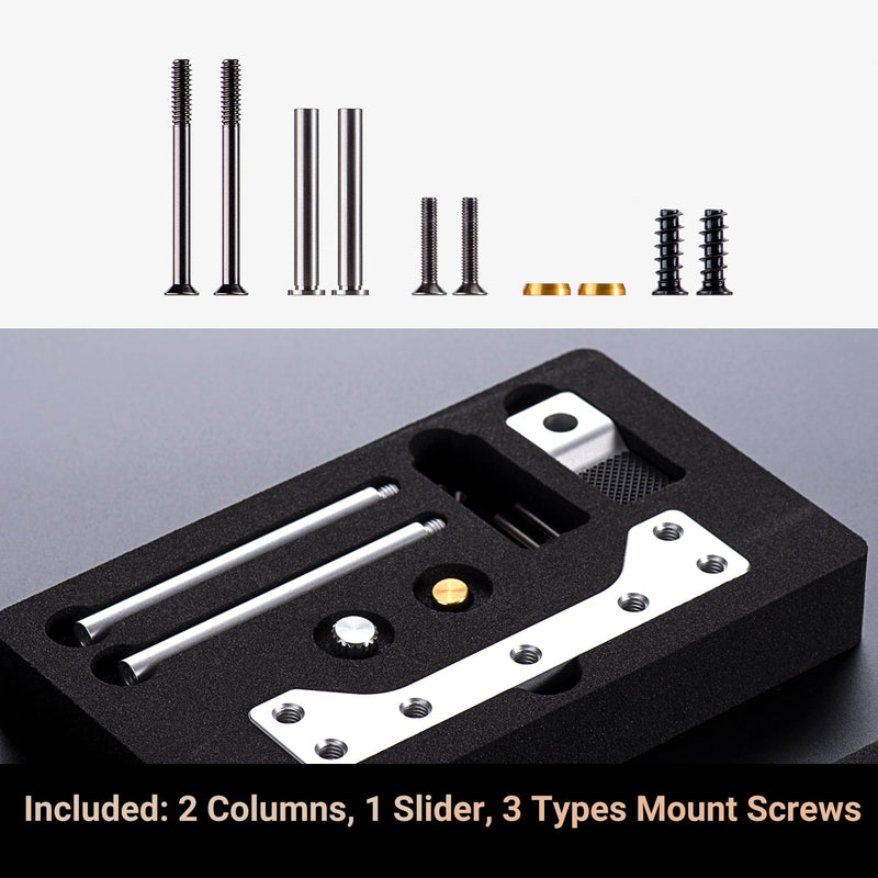 Stackable Aluminum GPU Anti-Sag Bracket for 120mm Fans | Silver bracket, -15/0/15 adjustment & stackable design. Forward/reverse install, fits with or without 120mm fan