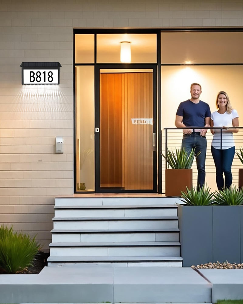 Solar House Numbers for Outside, Waterproof Illuminated House Number Plaque, Solar Led Address Sign for Yard,Home, Garden, Lawn and Street Black