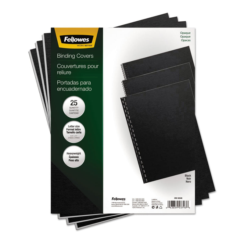 Fellowes Futura Presentation Cover, Letter Size, Black, 25 per Pack (5224901) 25 Pack