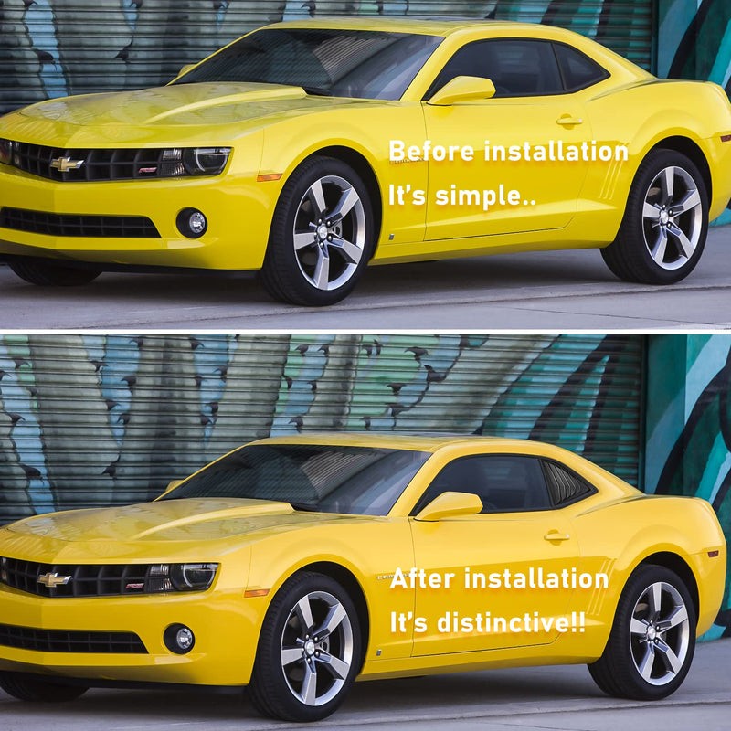Side Window Louvers Matte Black Compatible with Chevrolet Chevy Camaro 2010 2011 2012 2013 2014 2015 Left Right 2PCS Windshield Sun Shade Cover Lambo Style Side