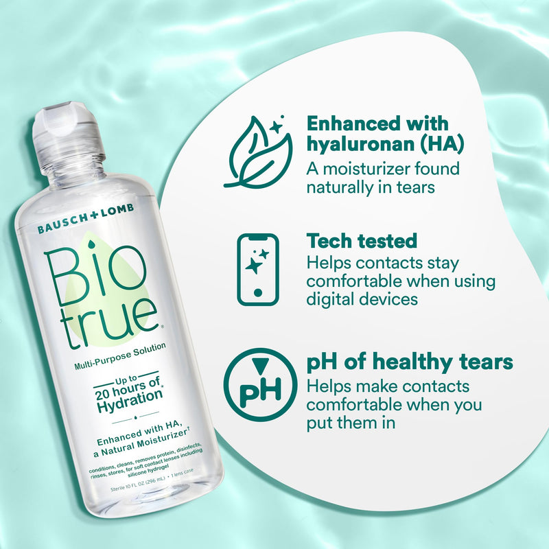 Biotrue Contact Lens Solution, Multi-Purpose Solution for Soft Contact Lenses, Lens Case Included, 2 FL OZ