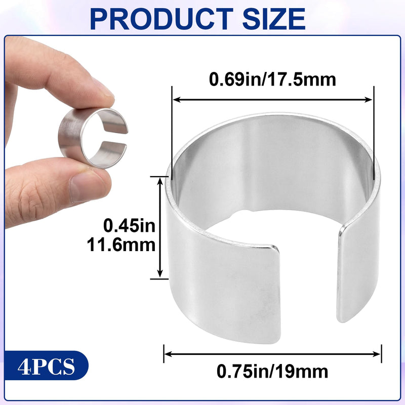 4Pcs Battery Post Shims, Car Battery Terminal Shim, 0.75In, Silver | Automotive Battery Terminal Adapter Sleeve, Car Audio Video Connection Part Accessories, Copper Made, 0.75×0.45 in
