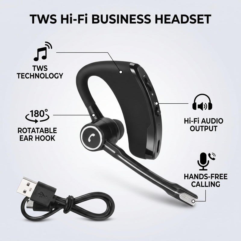 Zerone V8s Bluetooth Headset Car Earpiece Handsfree 120H Standby Time Business Bluetooth Earpiece Headphone Clear Voice Capture in-Ear Earbuds for Cellphone