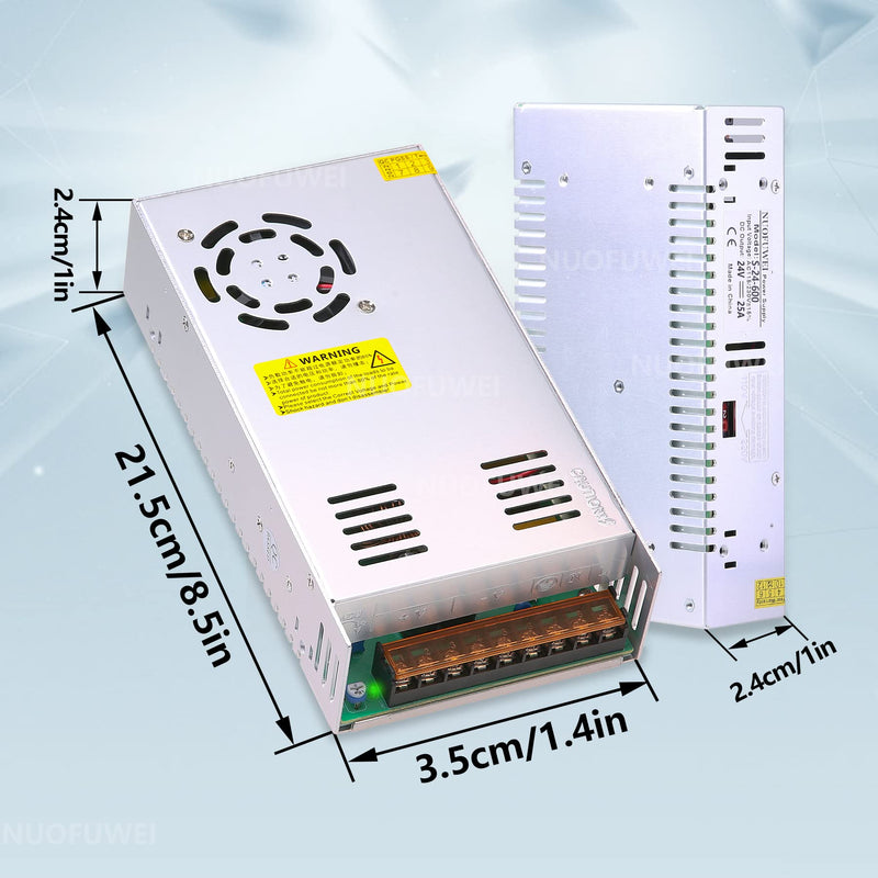 DC 24V 25A 600W Switching Power Supply Adapter 110V AC to DC 24V Converter 25A 600W Power Supply Transformer for Winch Car Jack LCD Monitor CCTV Security Camera Car Stereo and More 24V Device