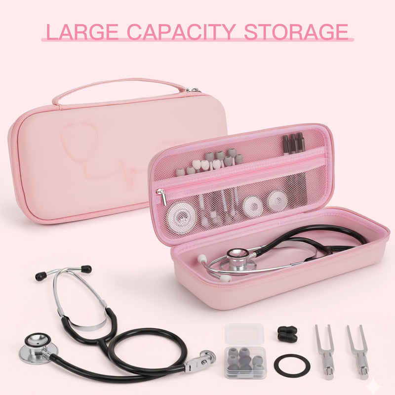Stethoscope Case for 3M Littmann Classic III, Cardiology IV, Lightweight II S.E, MDF Instruments Stethoscopes, Hard Storage Case for Stethoscope Accessories, Nursing School Essentials - Pink