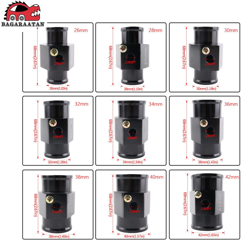 Aluminum Water Temp Meter Temperature Gauge Joint Pipe Radiator Sensor Adaptor Attachment Hose Clamps （32mm/1/8''NPT） 32mm