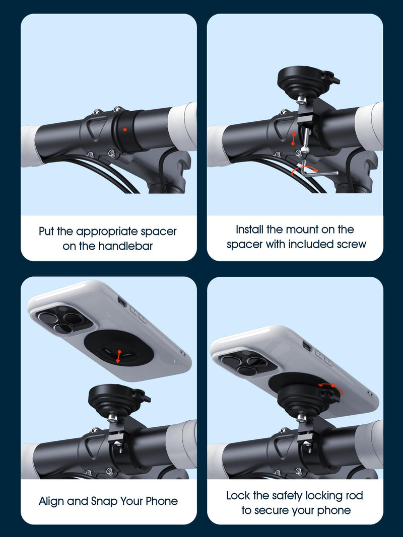 sincetop Series Q [ Quad ] Bike/Motorcycle Handlebar Phone Mount + Silicone Adapter