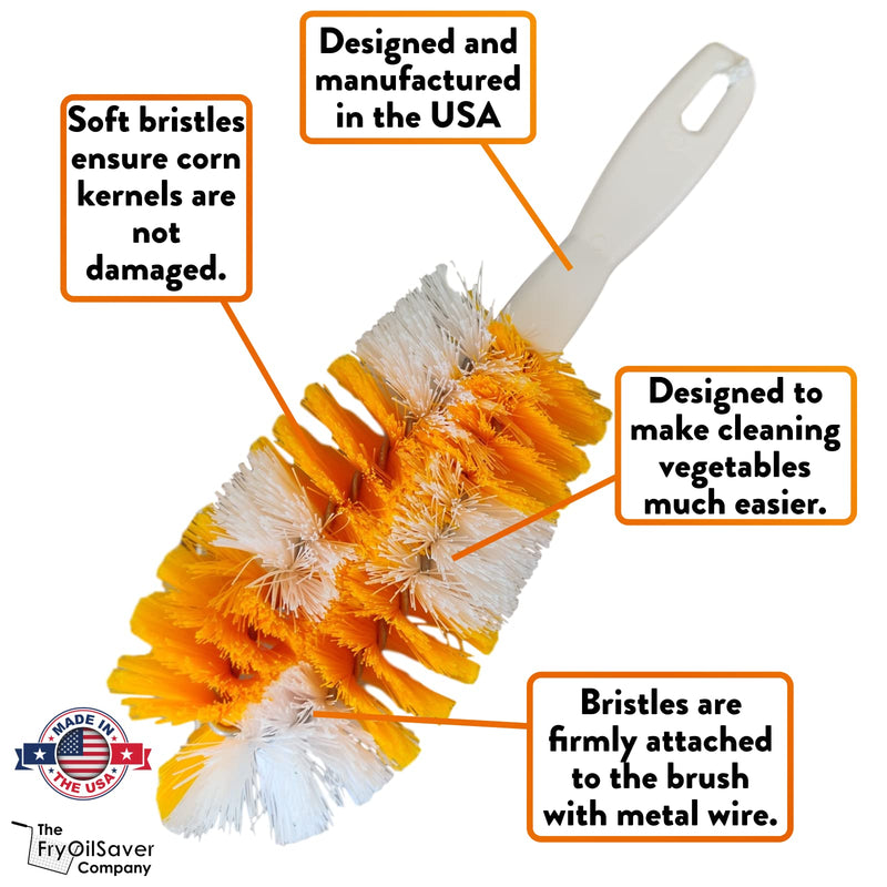 Corn De-Silker Brush | Bristled Veggetable Scrubber for Brushing Carrots, Potatoes | Durable & Firm Corn Scrubber, Corn Silk Hair Remover, Food Brush by FryOilSaver Co. B239C