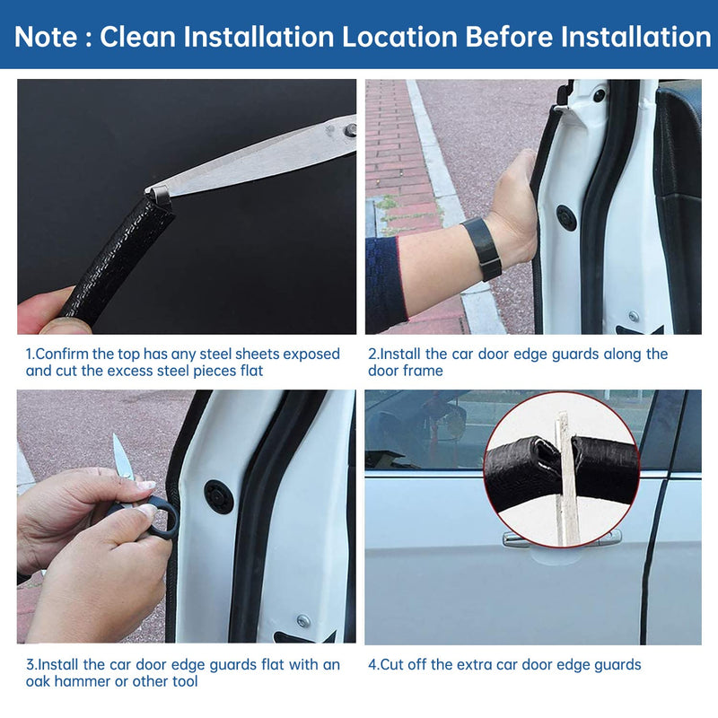 Car Door Edge Guards 16Ft(5M) Automotive Door Entry Guard U Shape Car Door Trim Protector for Most Car 16Ft (5M) Black