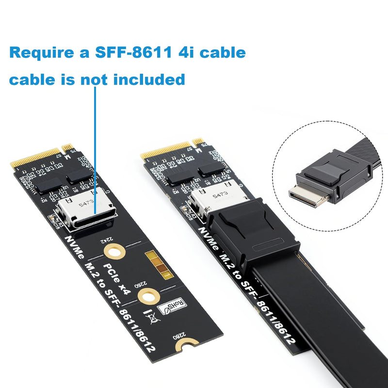 RGEEK M.2 NVME to OCuLink SFF-8612 Adapter, PCIe 5.0 x4 128Gbps to OCuLink | SFF-8611 4i Host Adapter with ReDriver, for eGPU GPU External Graphics Cards and M.2 NGFF SSD 2280 2260 2242