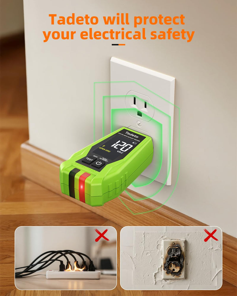 Circuit Breaker Finder with Outlet Tester, Quick GFCI, Voltage, AC 90-135V Electrical Circuit Tracer with Dual LCD Display, Batteries and Carrying Case Green2