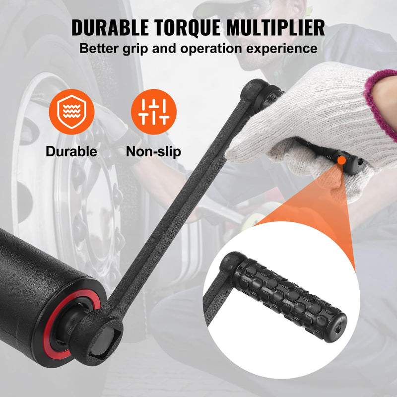 VEVOR Torque Multiplier, 1 Inch Drive Lug Nut Wrench/Multiplier Heavy Duty Torque Multiplier Wrench Set, 1:58 4800N.m Lug Nut Remover, Includes 8 Sockets (24-38mm) and Storage Case 1:58 8 Sockets